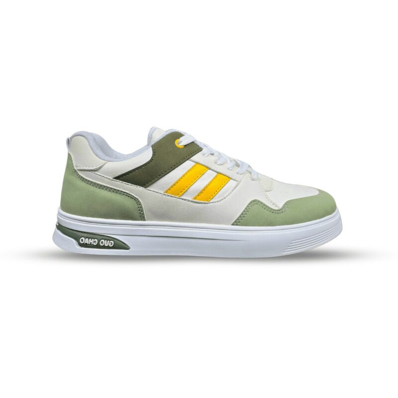 کفش اسپرت کتانی ونس سفید زیتونی دوخط زرد Vans کد 291954 - Image 1