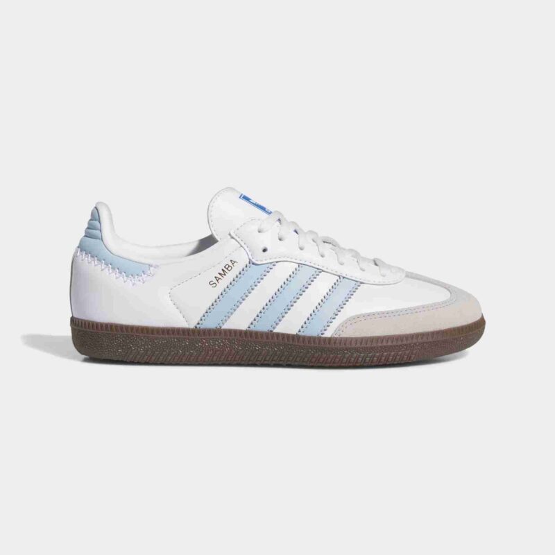 کفش اسپرت کتانی سامبا زنانه و مردانه سفید آبی samba adidas کد 275951 - Image 1